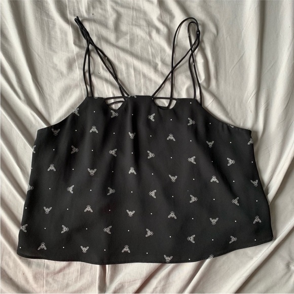 Topshop Black Spaghetti Strap Crop Top - Picture 1 of 5
